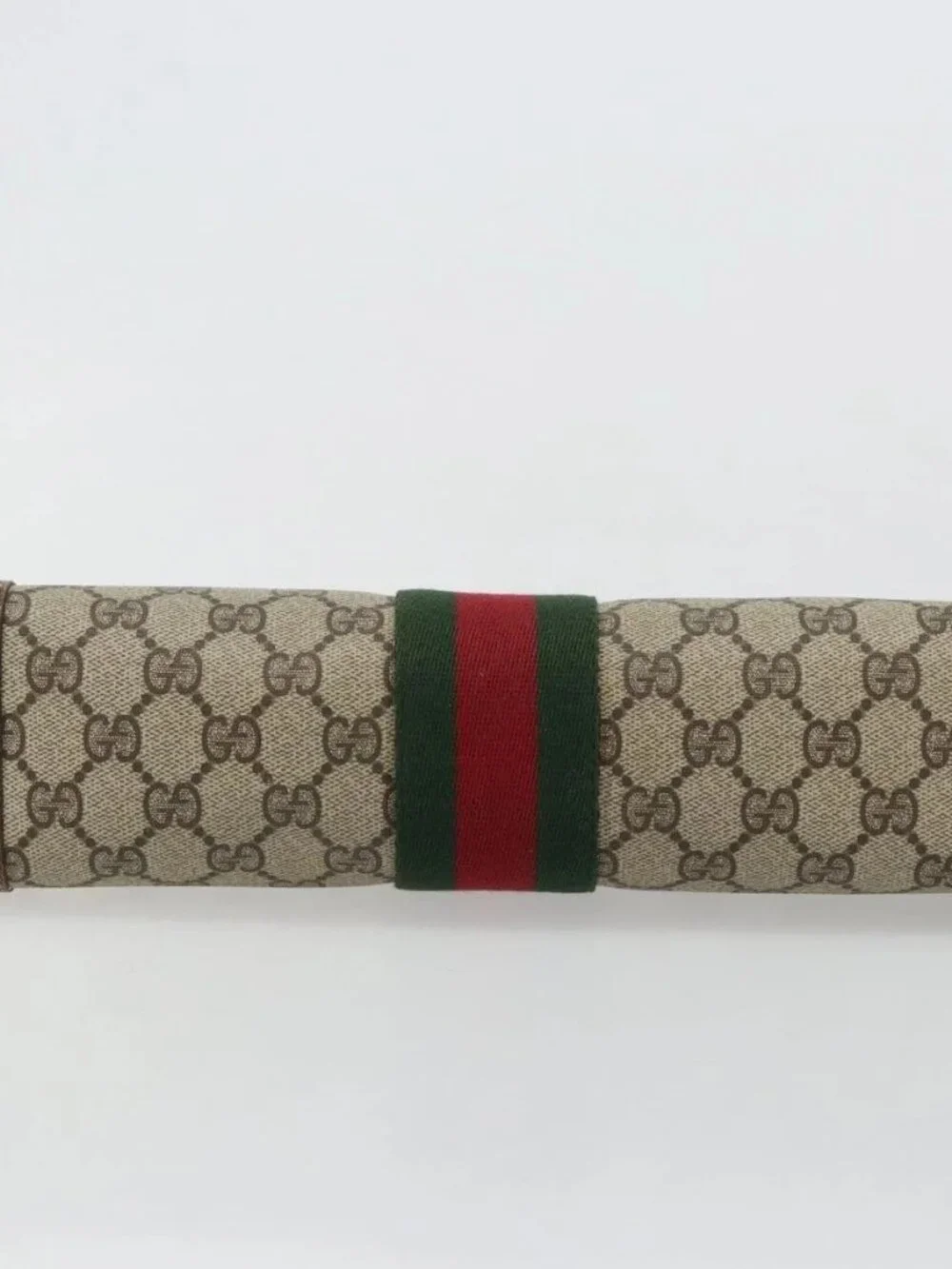 GUCCI GG Supreme Web Sherry Line Clutch Bag PVC Beige 67 014 2125 Auth BA13385